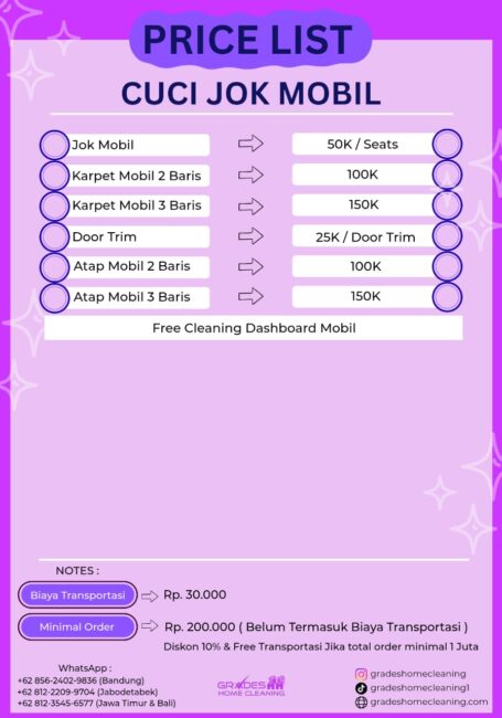 harga jasa cuci jok mobil